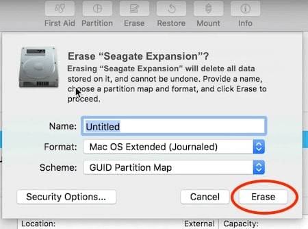 erase data in seagate external hard drive