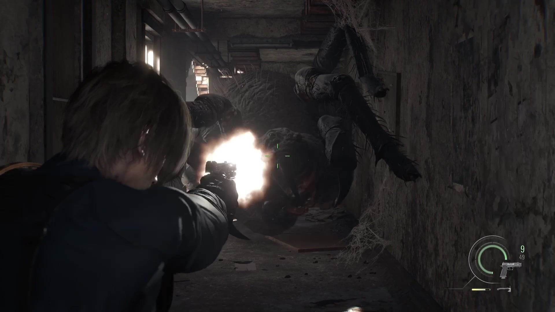 fights zombies in the ruins of raccoon City streets