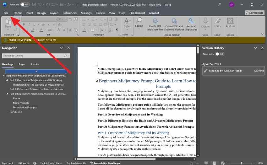 open the overwritten document