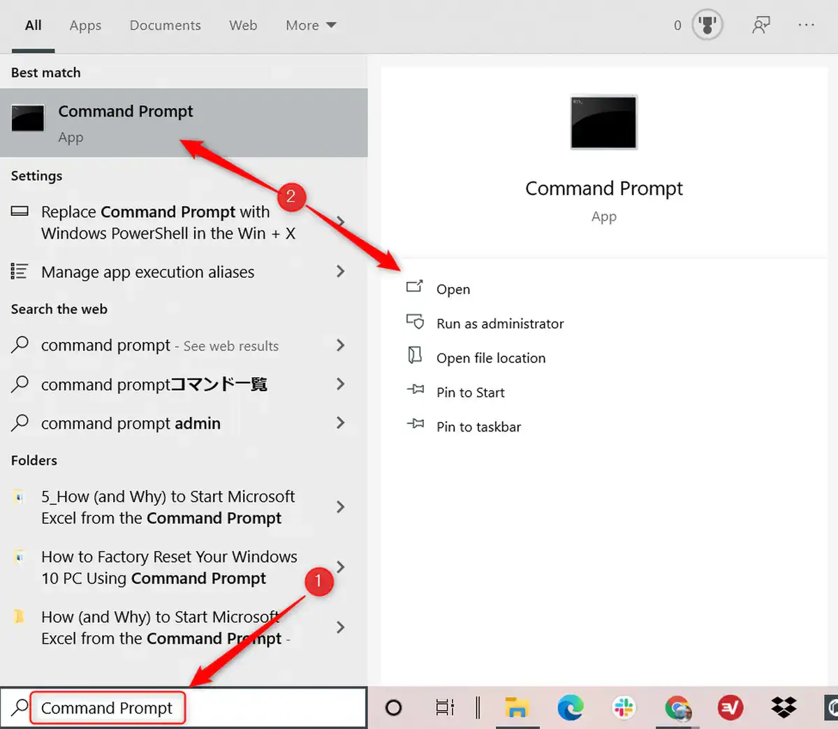 open command prompt from settings