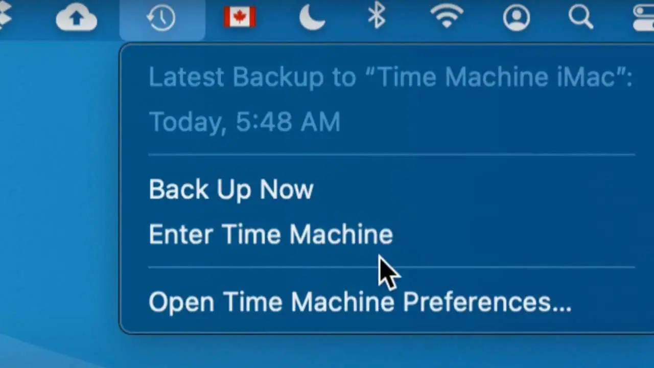 enter time machine option 