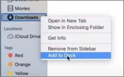 add to dock option on mac 