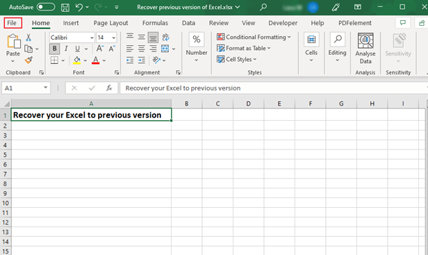 restauration de la dernière version d'excel