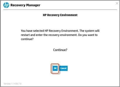 hp laptop recovery partition