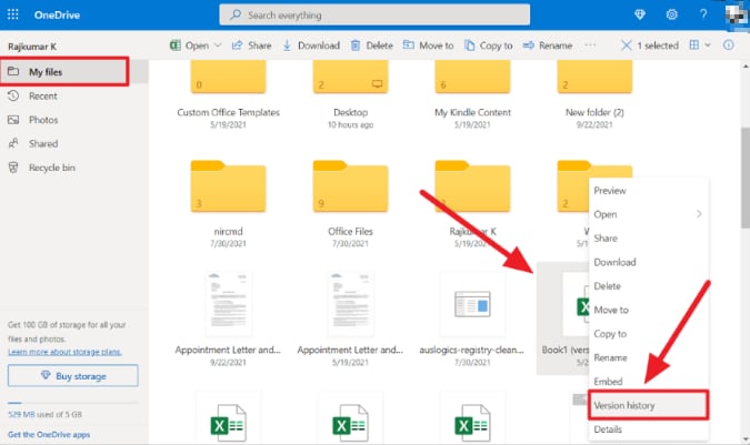 recover overwritten excel file onedrive
