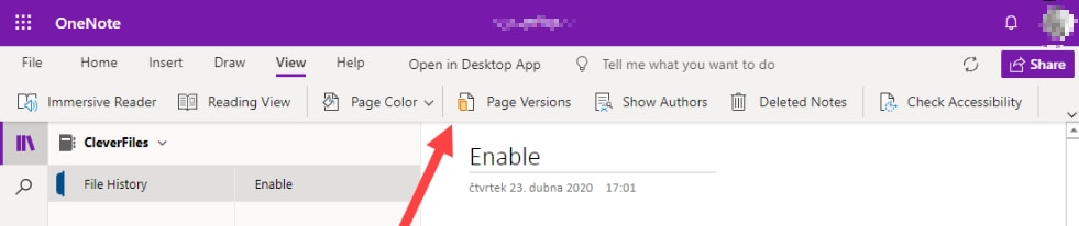 recover previous version of onenote file