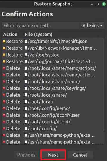 restore timeshift backup