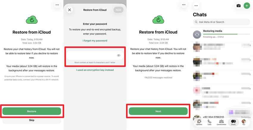 restore whatsapp from icloud backup