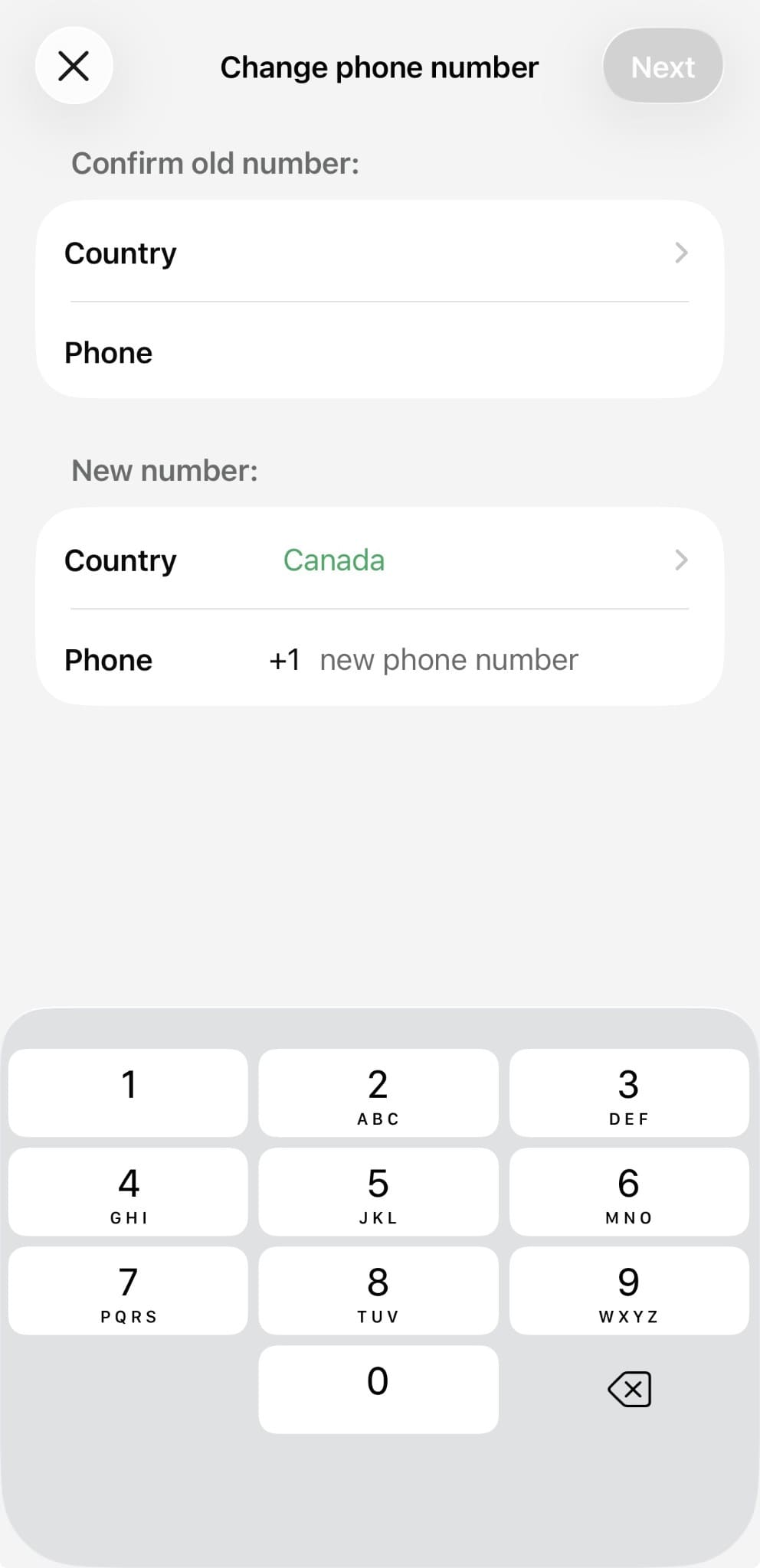 enter new whatsapp phone number