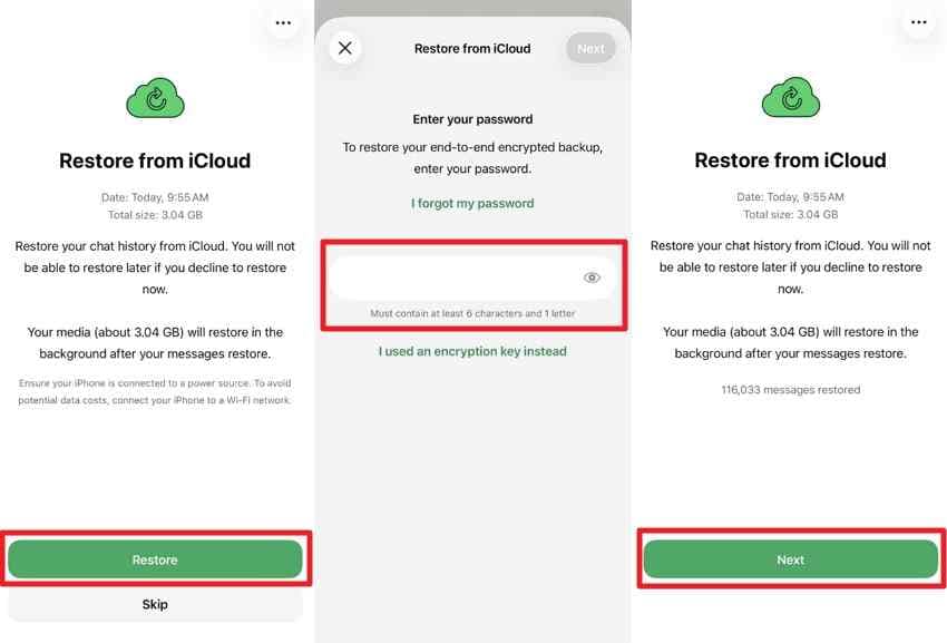 restore whatsapp chat history