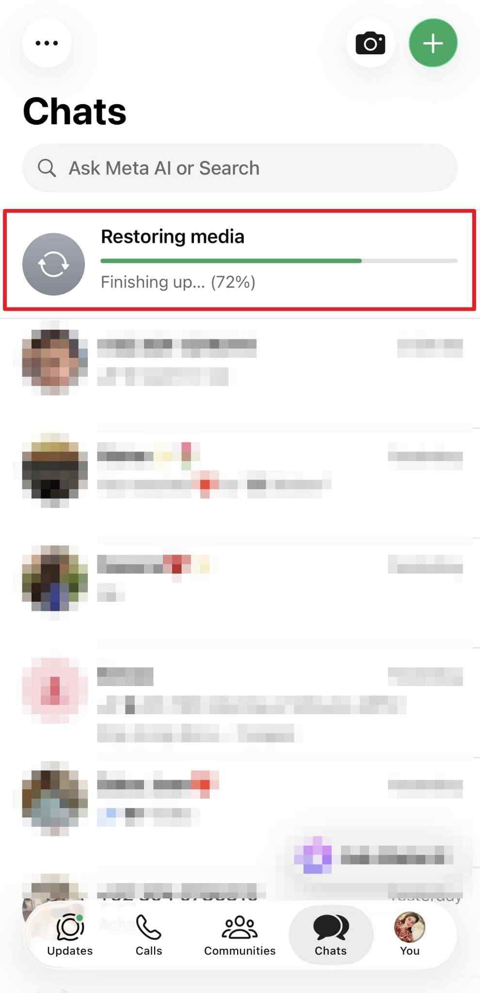 whatsapp media restoring in chats
