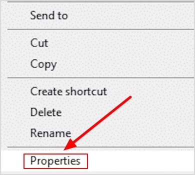 click on properties