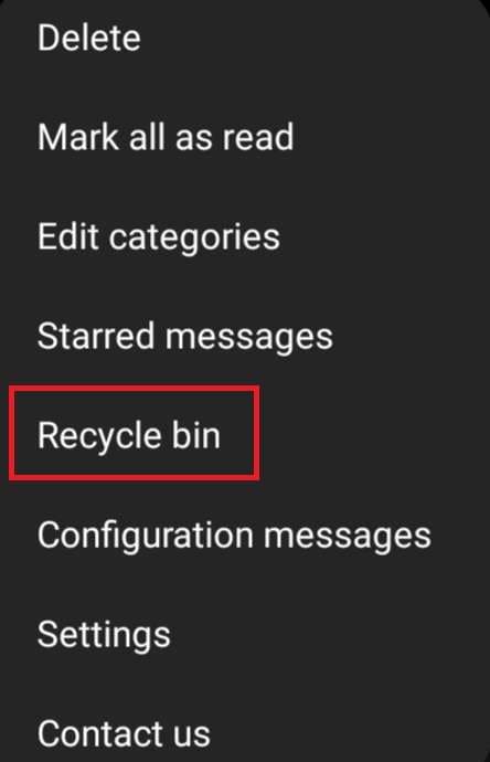 messages recycle bin