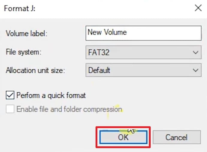 perform a quick format