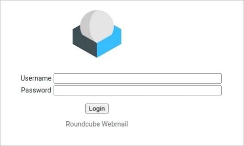 faça login na conta de e-mail do roundcube