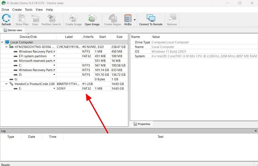 list of available partitions shows