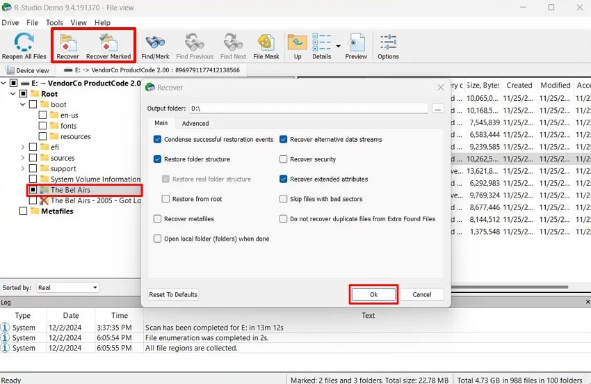 choose desired partition click ok button