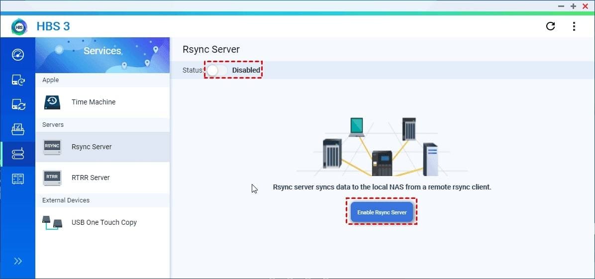 enable qnap to synology rsync server
