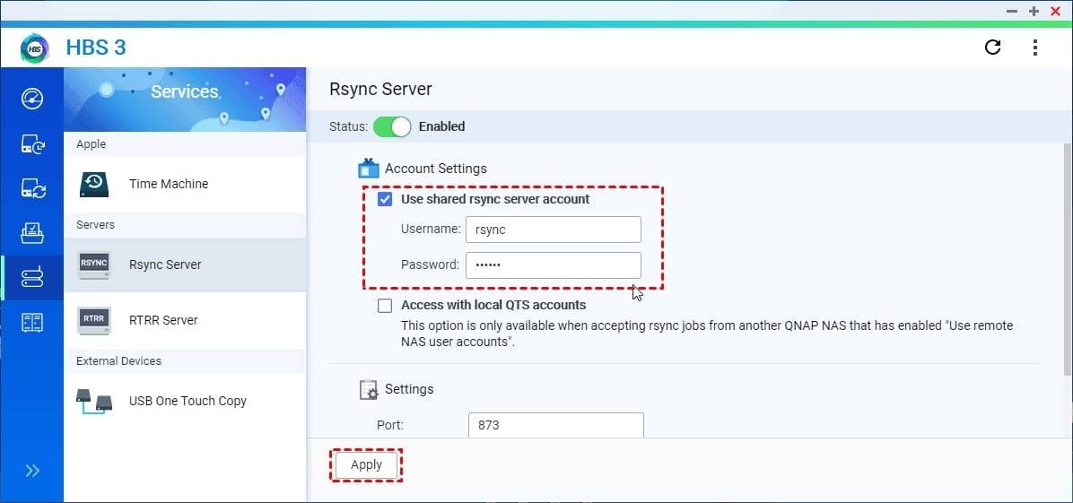 create shared rsync server account