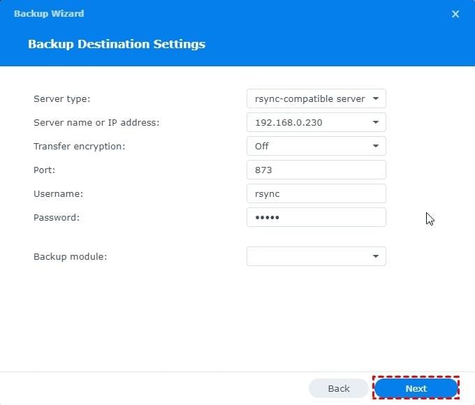 backup from qnap to synology credentials