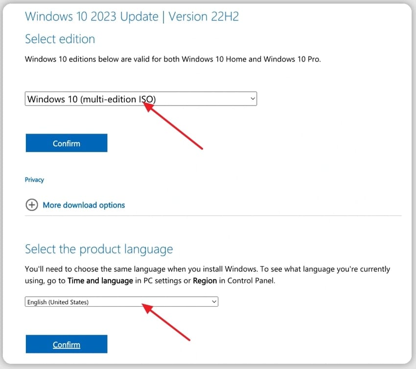 select edition select language