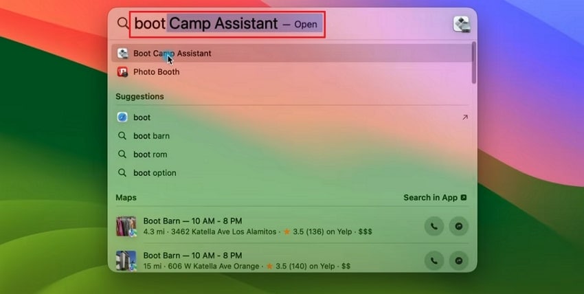 search boot camp assistant
