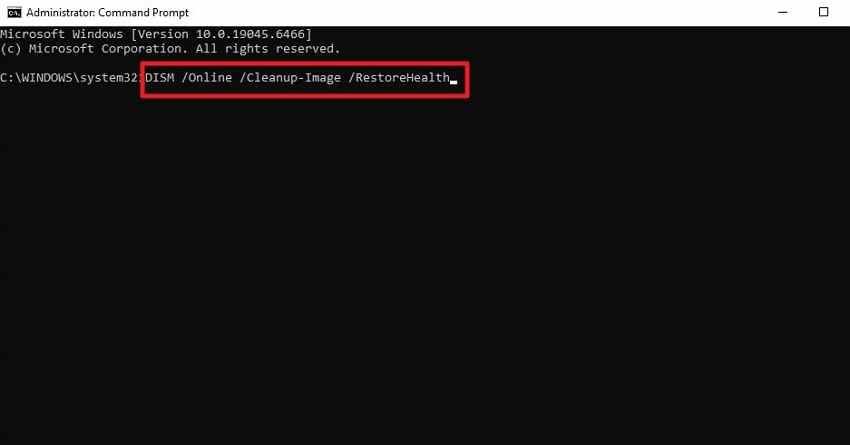 run dism repair command