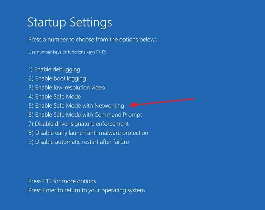 enable networking safe mode