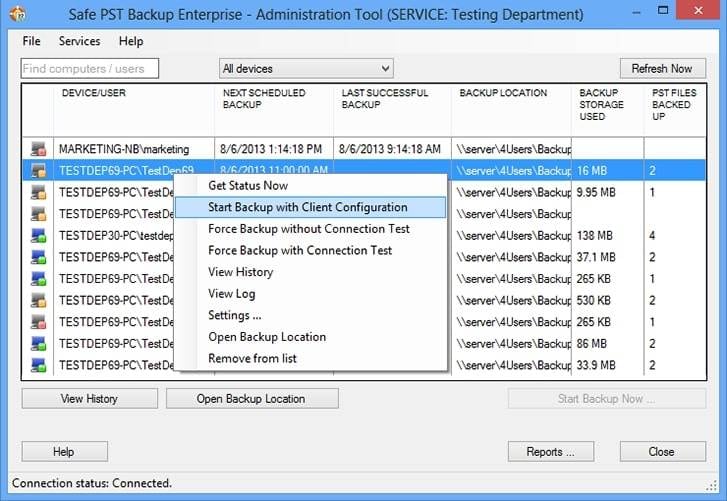 safe pst backup enterprise admin tool