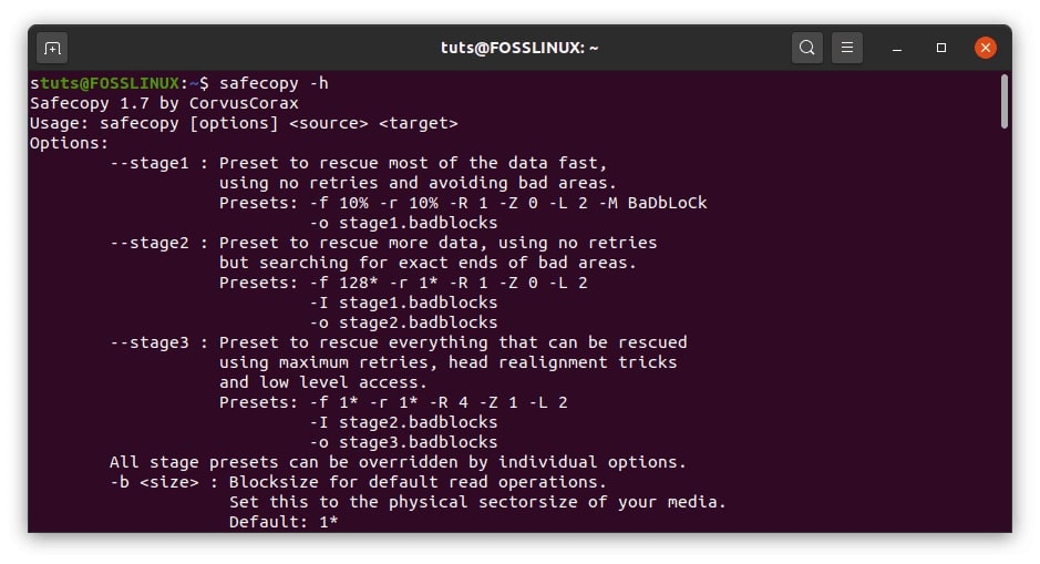 Инструмент восстановления файлов Safecopy для Linux