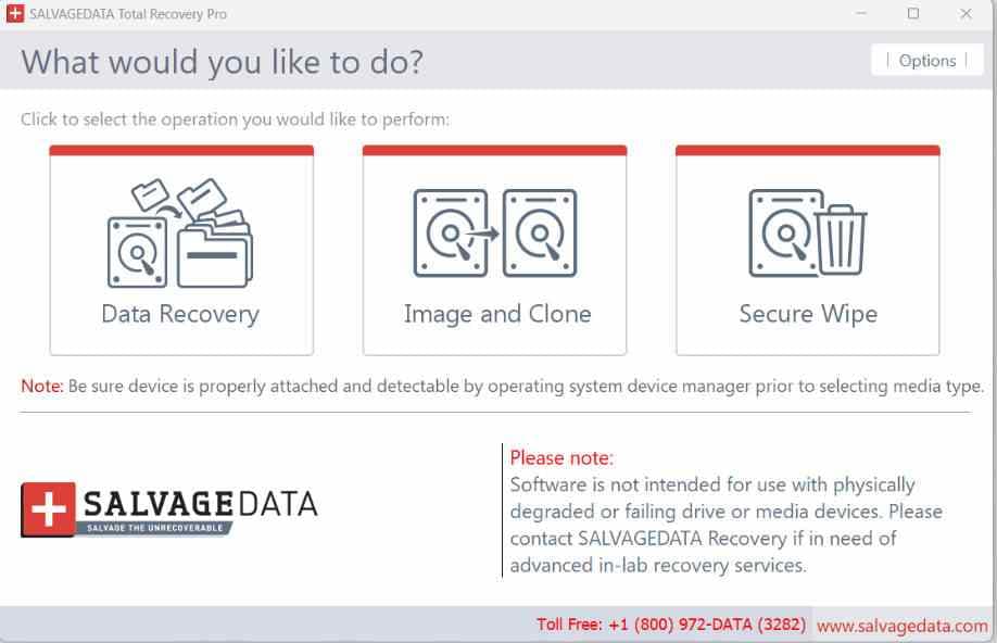 salvagedata data recovery software interface