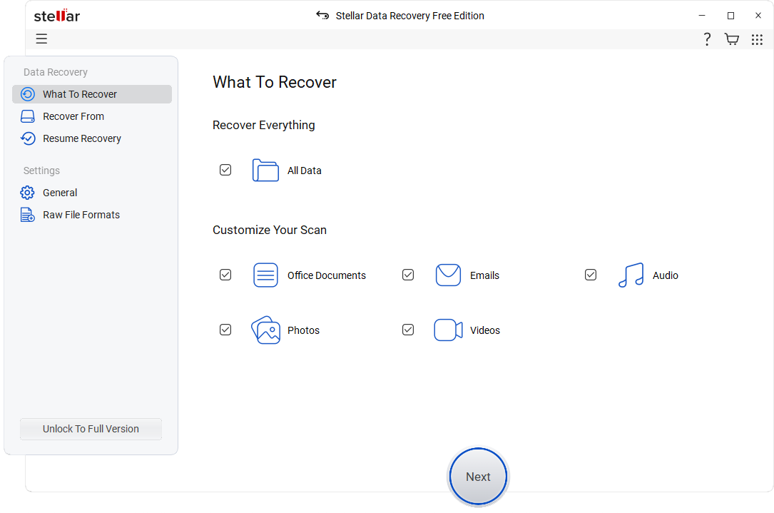 stellar data recovery 12.6 interface