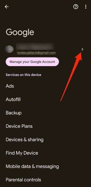 a google account in settings