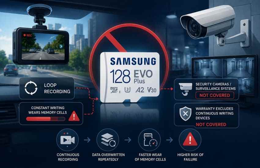 reasons samsung evo plus not for cctv
