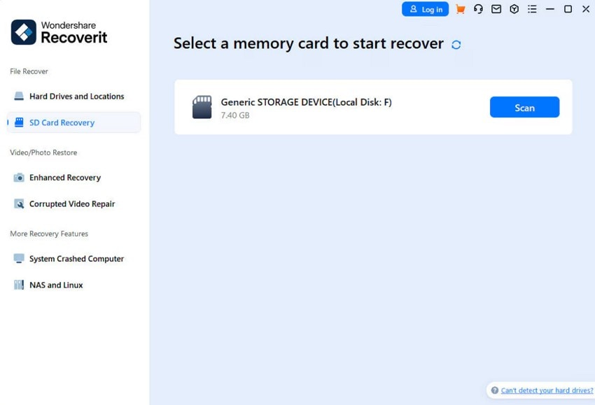 choose your sd card recoverit