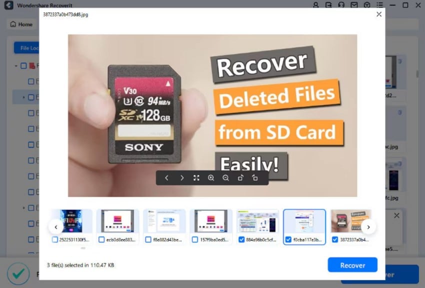preview and recover files
