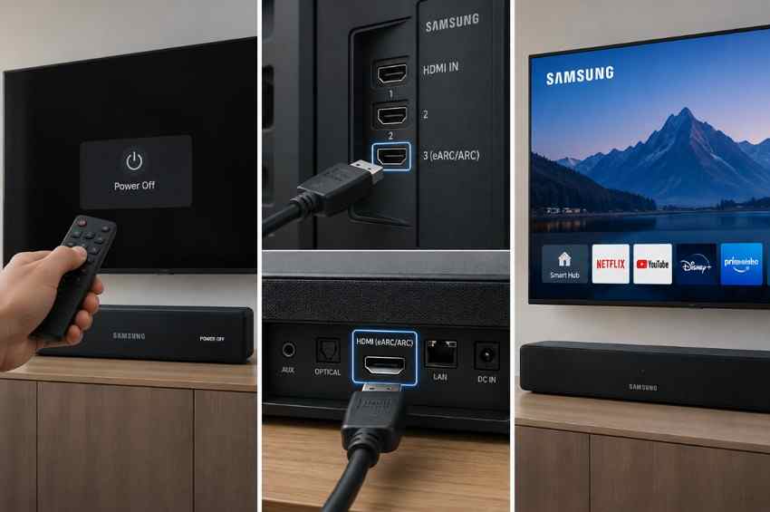 connect samsung soundbar to tv arc ports