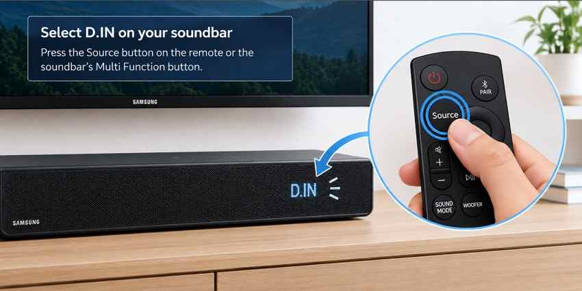 select din source on samsung soundbar
