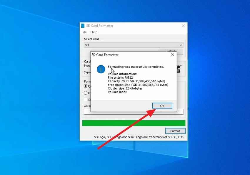 press the ok option