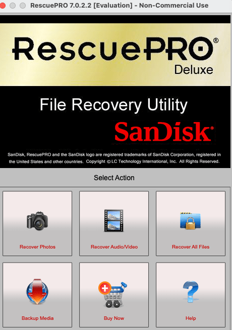 het rescuepro-programma van sandisk uitvoeren