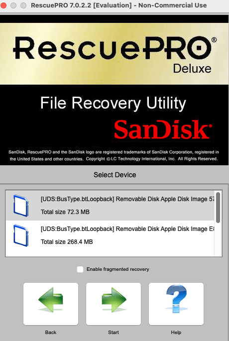 start scanning sandisk extreme pro device