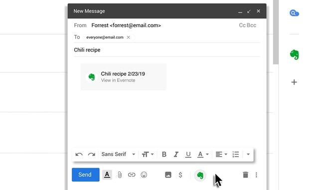 save emails from gmail to evernote