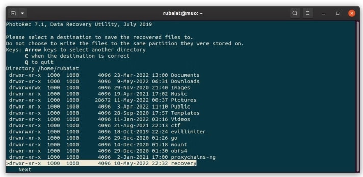 guardar archivos restaurados de particiones linux