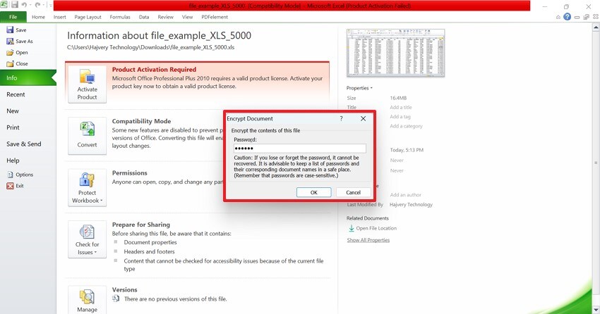 input password press ok