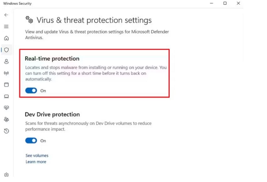 enable real time protection