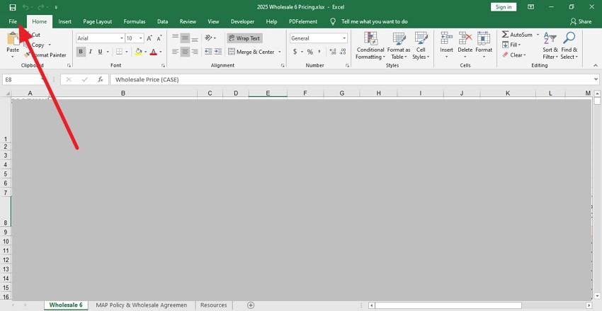 press file option from menu