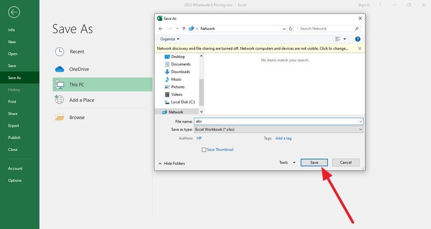 name file press save
