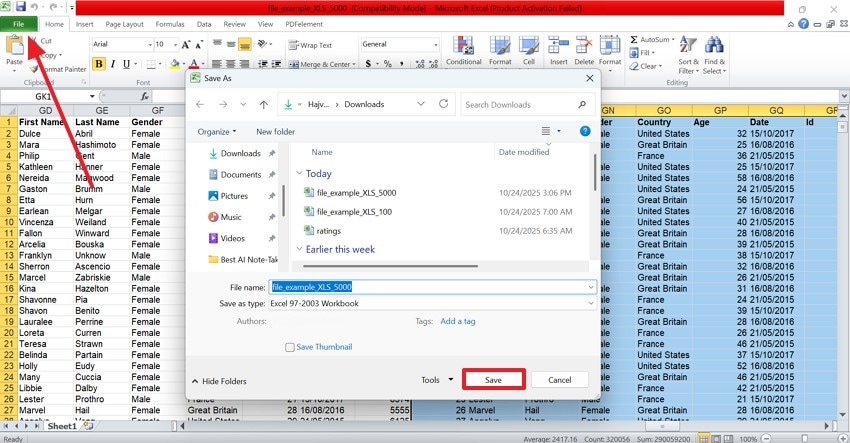 change saving location