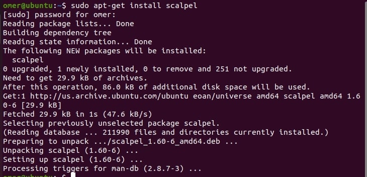 scalpel linux file recovery tool