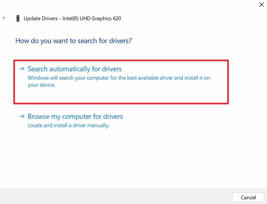 search automatically for drivers